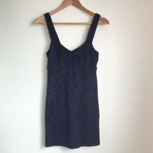 Free people Knot Front Strappy Summer Dress‎ Purple Floral Print Lined Wo…